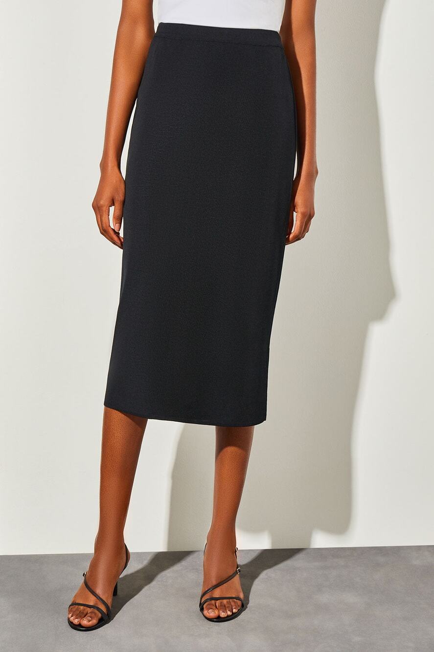 Ming wang Straight Knit Midi Skirt, Black sz large $180 WS45